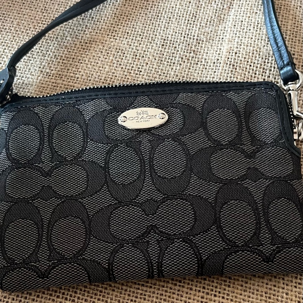 Coach Black Clutch with Signature Monogram